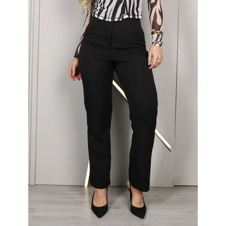 Calça Feminina Alfaiataria Reta Social Cintura Alta Elegante