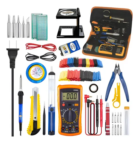 Kit Ferro De Solda Com Ajuste Temperatura E Lupa 219pcs