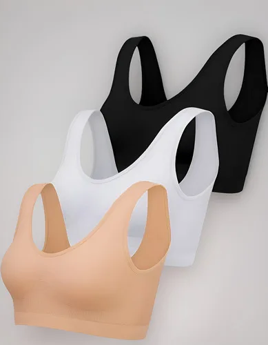 Kit 3 Sutiã Top Regata Microfibra Sem Costura Com Bojo