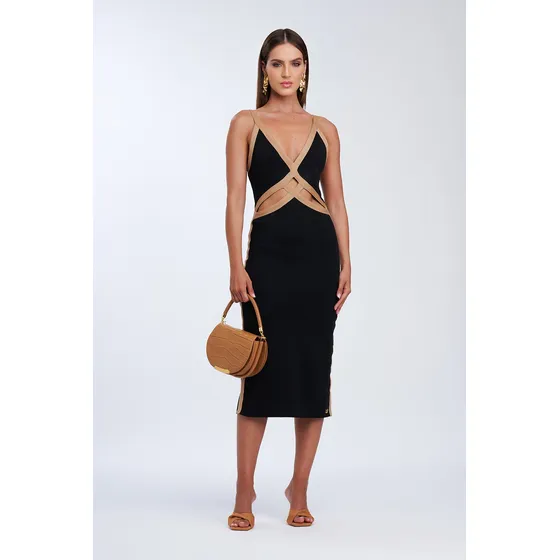 Vestido Tricô Recortes Vazados Carmen Steffens