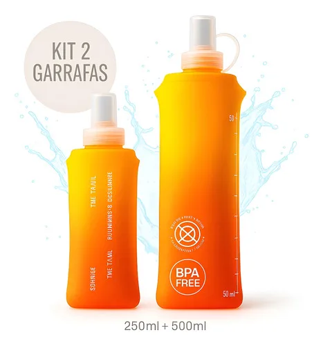 Garrafa De Água Corrida Squeeze Soft Flask Kit C/2 250+500ml
