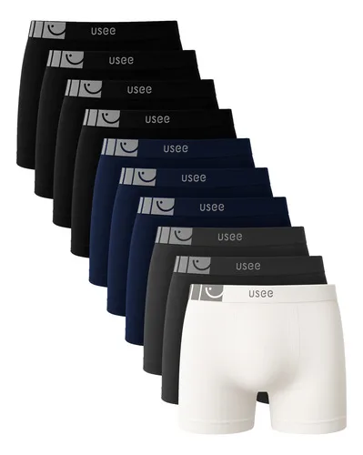 Kit Com 10 Cuecas Boxer Microfibra Adulto Usee Brasil