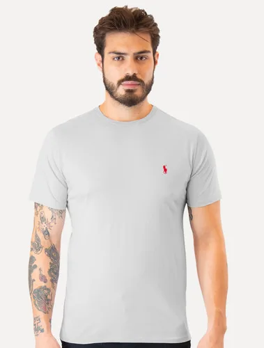 Camiseta Ralph Lauren Custom Slim Fit Red Icon Cinza