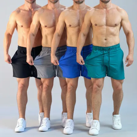 Kit 4 Shorts Masculino Praia Tactel Academia C Lycra Bermuda