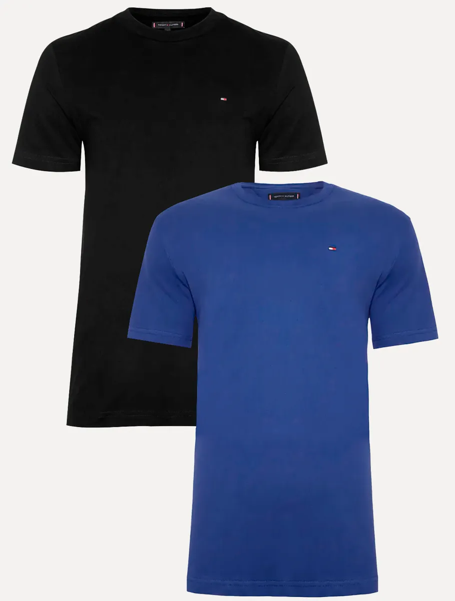 Kit Camisetas Tommy Hilfiger Preta/azul Royal 2un - Original