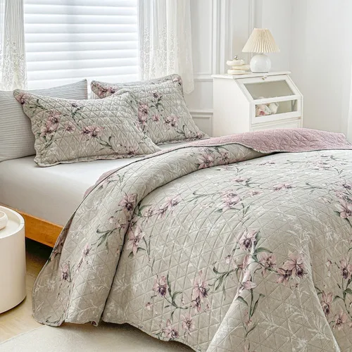 Kit Colcha Casal 3pç Itália 150 Fios Dupla Face Arabesco