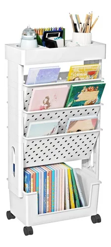 Estante Carrinho Móvel Prateleira Portátil Livros Multiuso