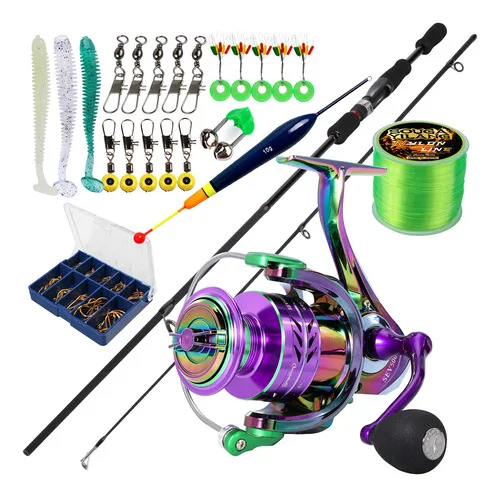 Kit Conjunto De Pesca 1,80m + Molinete Alumínio 1000-5000