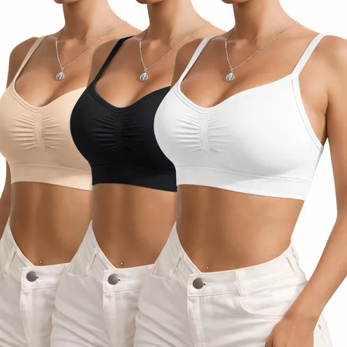 Kit 3 Top Sutiã Sensual Sem Costura Com Alça Ajustável