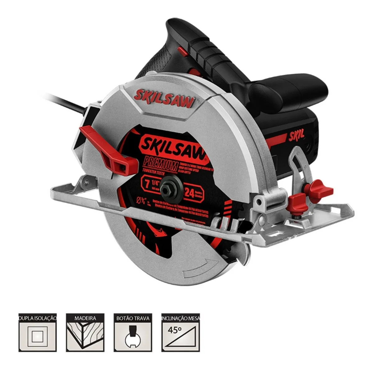 Serra Circular Elétrica Skil 5402 184mm 1400W Preta e Vermelha 50Hz/60Hz