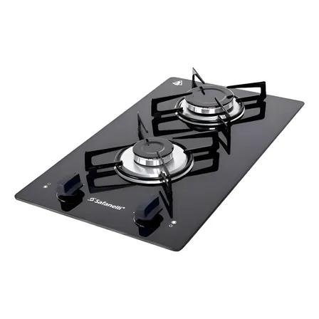 Fogão cooktop com alimentação gás - Safanelli Fogão 2 bocas cor preto - 2 queimadores