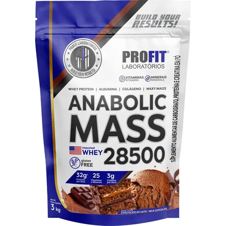 Suplemento em pó ProFit Laboratórios Anabolic Mass 28500 proteínas sabor chocolate em sachê de 3kg