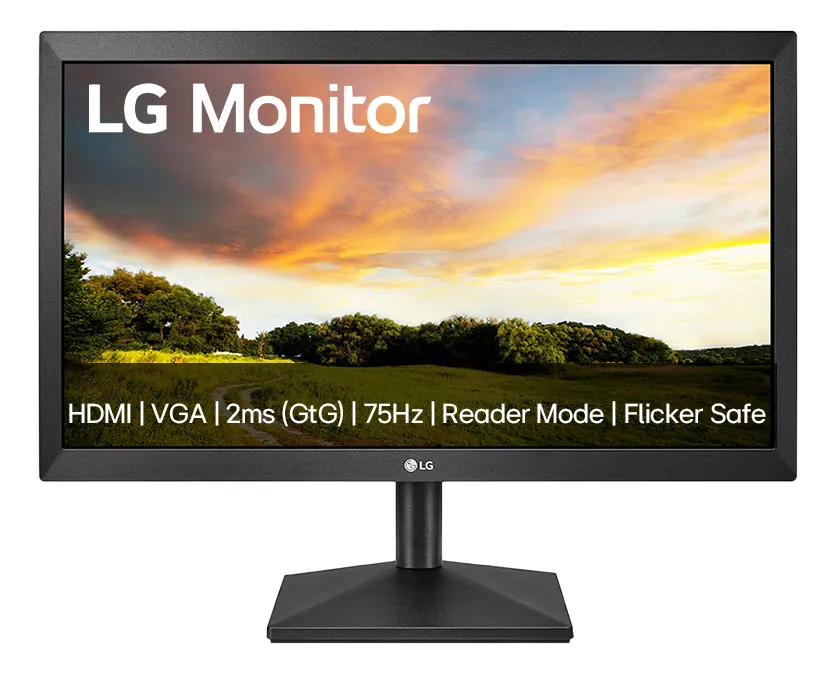 Monitor Pc LG 19.5'' 20mk400h-b Led Hd Hdmi Vga (d-sub) 75hz 2ms(gtg) Ajuste De Inclinação Reader Mode Preto 127/220v