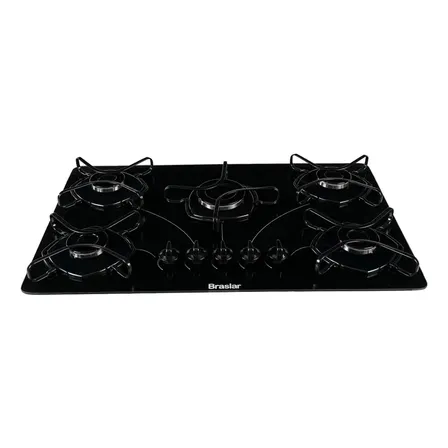 Fogão cooktop com alimentação gás - Braslar 5 bocas cor preto - 5 queimadores