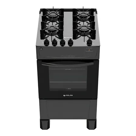 Fogão 4 Bocas Atlas Mônaco Top Glass Com Mesa De Vidro E Acendimento Automático Preto Bivolt 127/220v