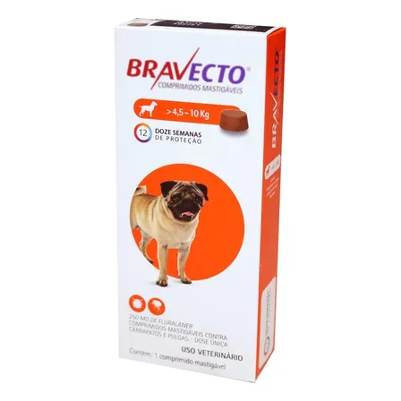 Bravecto Comprimido Antipulgas e Carrapatos MSD Para Cães 4,5 A 10 kg