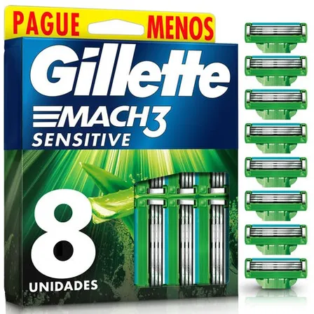 Gillette Mach3 Sensitive carga de barbeador 8 unidades