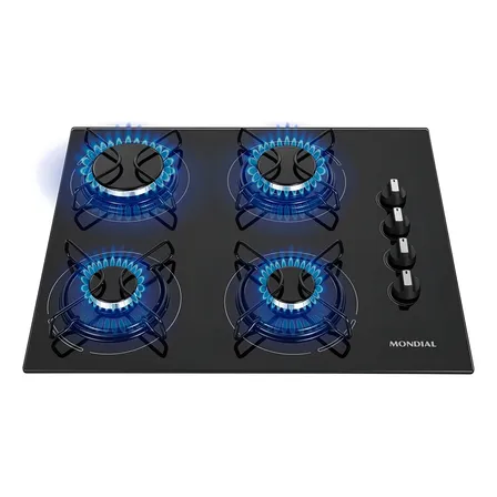 Cooktop A Gás, 4 Bocas, Mondial Bivolt Ctg-01 Preto/inoxidável 127/220v
