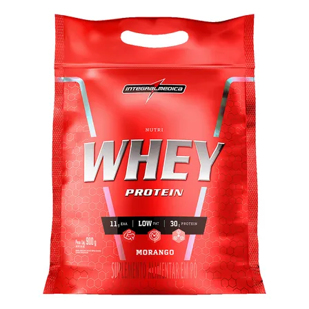 Nutri Whey Protein Pouch Morango 900g Integralmédica