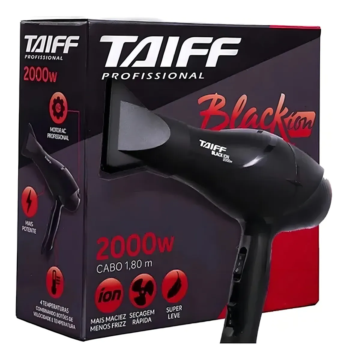 Taiff Black Ion Secador De Cabelo Profissional 2000w Cor Preto 127v