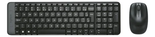 Combo Teclado E Mouse Sem Fio Logitech Mk220 Layout Abnt2 Preto