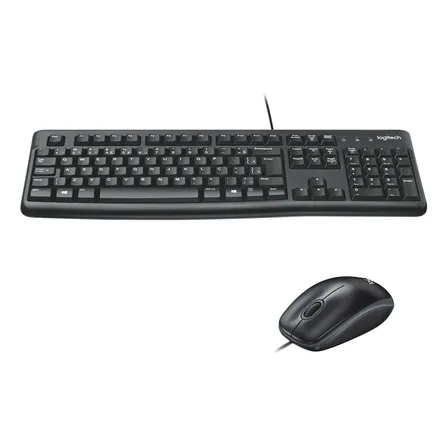 Combo Teclado E Mouse Com Fio Usb Logitech Mk120 Layout Abnt2 Preto