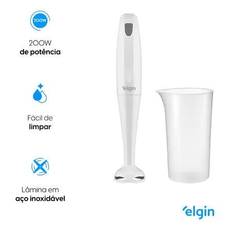 Mixer De Mão Portátil Branco 200w Com Copo 700ml MIX1002 Elgin