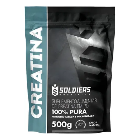 Creatina Monohidratada 500g Soldiers Nutrition 100% Pura Importada Alta Performance Músculo Treino Sem Sabor