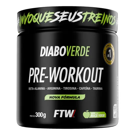 Suplemento Em Pó Pre Treino Pre Workout 300g Sabor Maça Verde Ftw - Diabo Verde