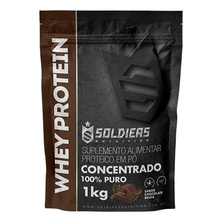 Whey Protein Concentrado 1kg Sabor Chocolate Belga Soldiers Nutrition Rico Em Proteína Treino