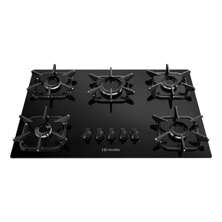 Cooktop Mueller 5 Bocas Com Queimador Ultra Chama Preto 127/220v