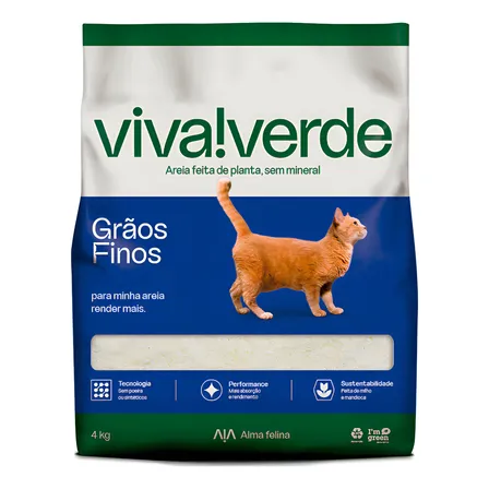 Areia Sanitária Viva Verde Grãos Finos 4kg