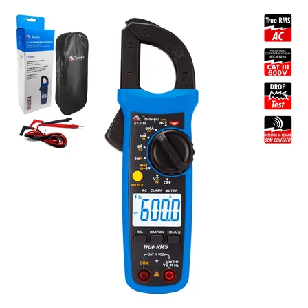 Alicate Amperímetro Cat Iii 600v True Rms Et-3155 Minipa