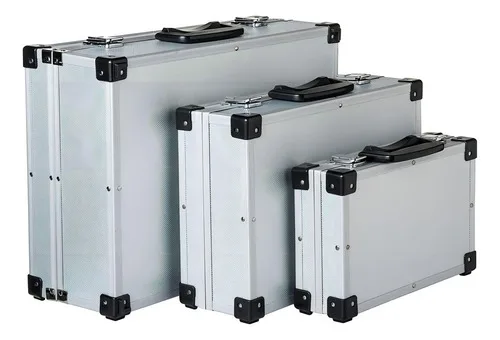 Kit 3 Maletas Case Alumínio Ferramentas Maquiagem Caixa Pm G