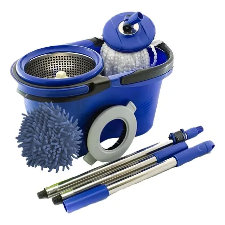 Esfregão Perfect Pro Mop 360° Balde Inox Cabo Longo Microfibra 16l Azul
