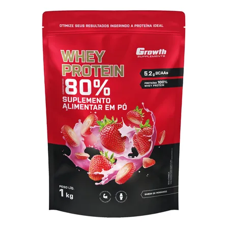 Whey Protein Concentrado 1kg Growth Supplements - Morango