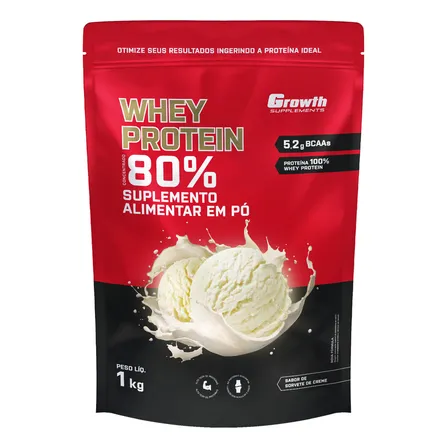 Whey Protein Concentrado 1kg Growth Supplements - Sorvete De Creme