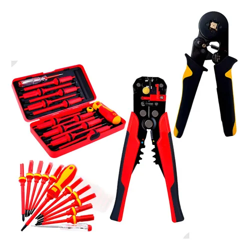 Kit Chave Fenda Phillips Isolada Alicates Crimpa Eletricista