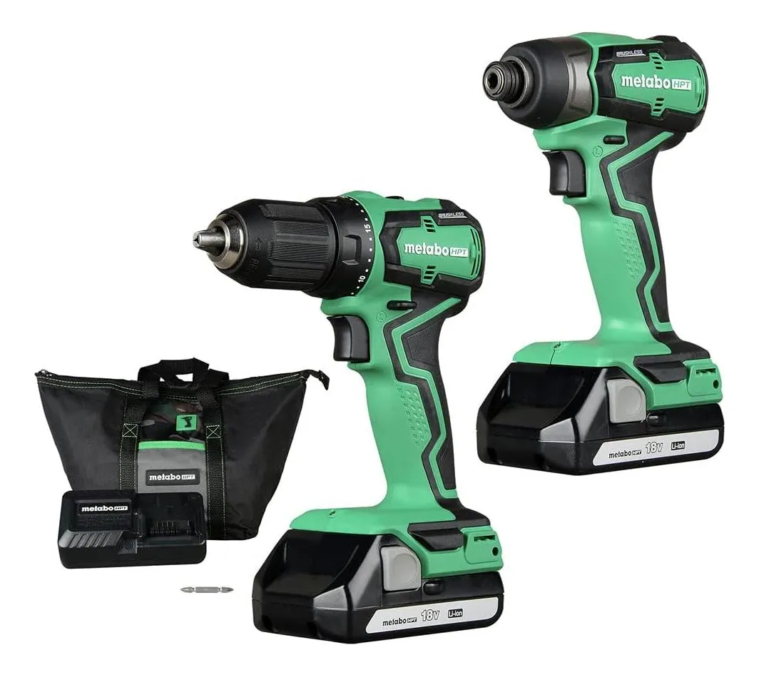 Furadeira Sem Fio 18v Metabo Hpt Inalfless Com Kit De Combo