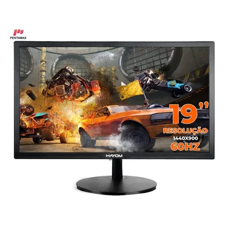 Monitor Led Widescreen Hd Hayom 19" Hdmi E Vga 60hz Top Cor Preto