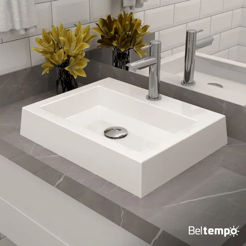 Cuba Pia de Apoio Sobrepor Retangular 47x37 Branca Banheiro Lavabo Beltempo BT-2727