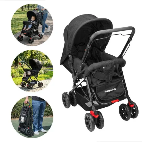 Carrinho Berço Rover Prime Baby Bebê Alça Reversível 2 em 1 Compacto 3 Posições Seguro Acolchoado 0-15kg