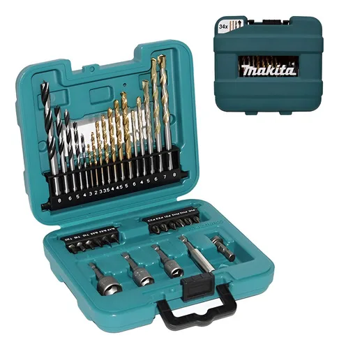 Kit Jogo De Bits E Brocas 34 Peças Estojo B-68498 Makita