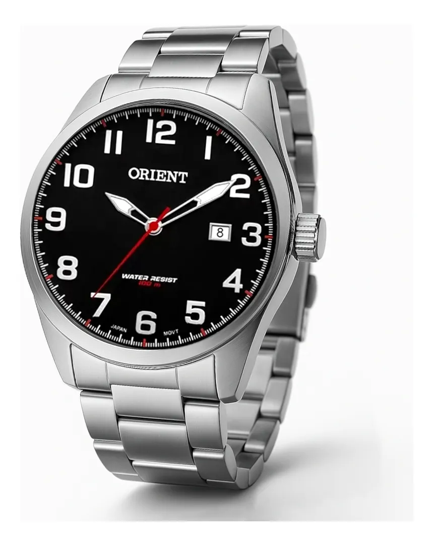 Relógio Orient Masculino Analógico Original Mbss1360 P2sx Brilham no Escuro Aço Inoxidável Cor Prata Fundo Preto Prova D'água em 100 Metros