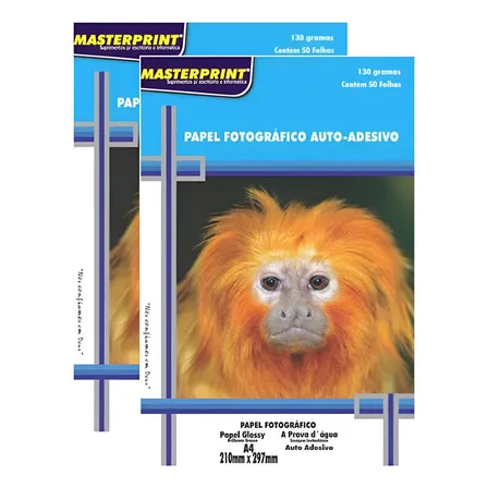 Papel Fotográfico Adesivo 130g A4 Glossy Masterprint 100 Fls Cor Branco