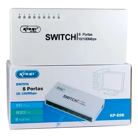 Switch RJ45 8 Portas 100MB Sp Mix KP-E08B