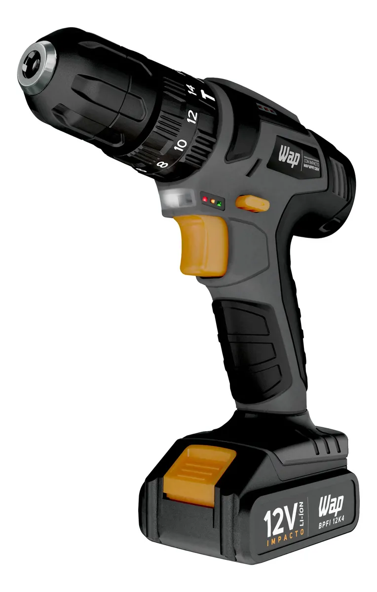 Parafusadeira E Furadeira Com Impacto Wap Bpfi 12k4 Com Led De Iluminação Maleta Cinza 127/220v 50/60 Hz