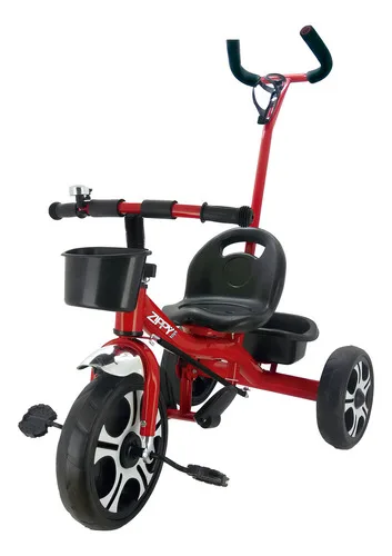 Triciclo Passeio Infantil com Apoiador Zippy Toys Cor Vermelho