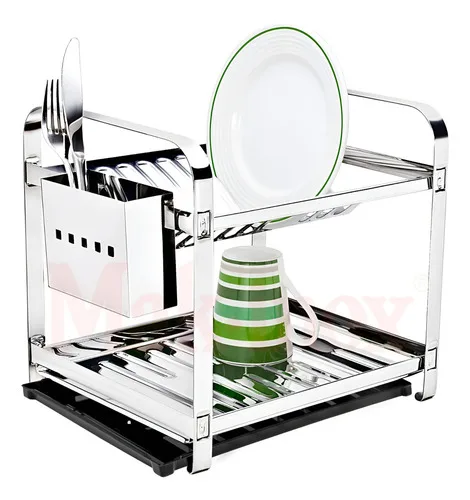 Escorredor Louca Inox 12 Pratos Cozinha Porta Talher Mak-Inox