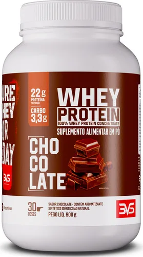 100% Whey Protein Concentrado 900g Sabor: Chocolate - Proteína 100% Pura - 3VS Nutrition